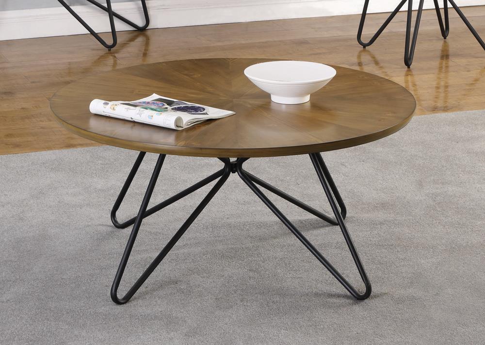 Brinnon - Brinnon Round Coffee Table Dark Brown and Black