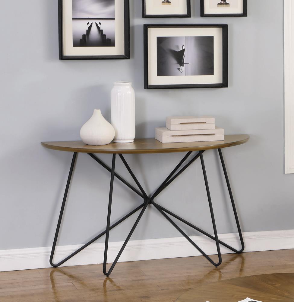 Brinnon - Brinnon Semicircle Sofa Table Dark Brown and Black