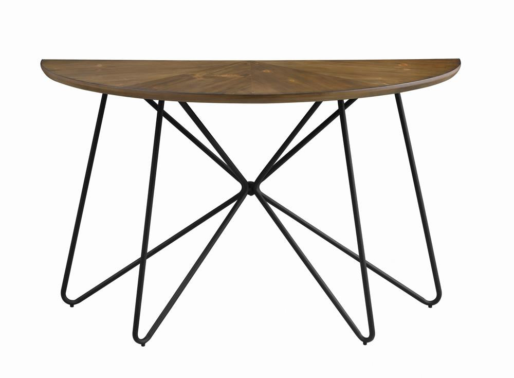 Brinnon - Brinnon Semicircle Sofa Table Dark Brown and Black