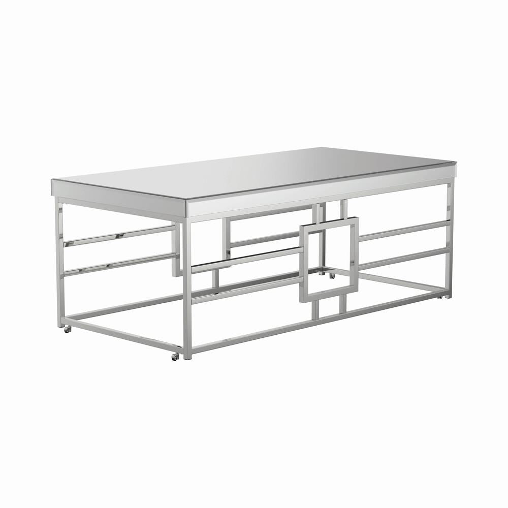 Dafina - Dafina Geometric Frame Rectangular Coffee Table Chrome