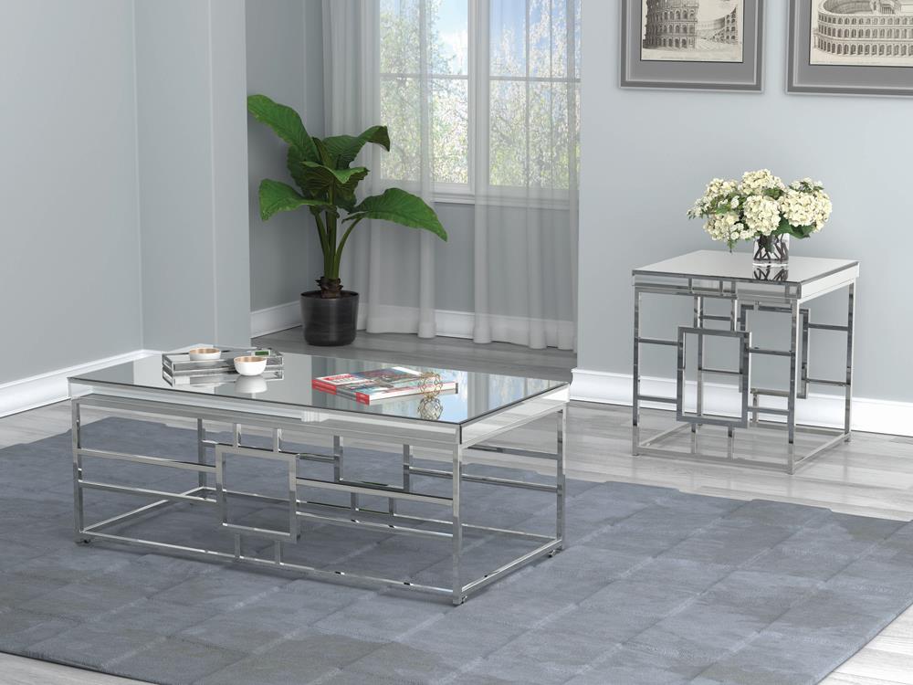 Dafina - Dafina Geometric Frame Square End Table Chrome