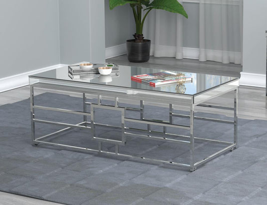 Dafina - Dafina Geometric Frame Rectangular Coffee Table Chrome
