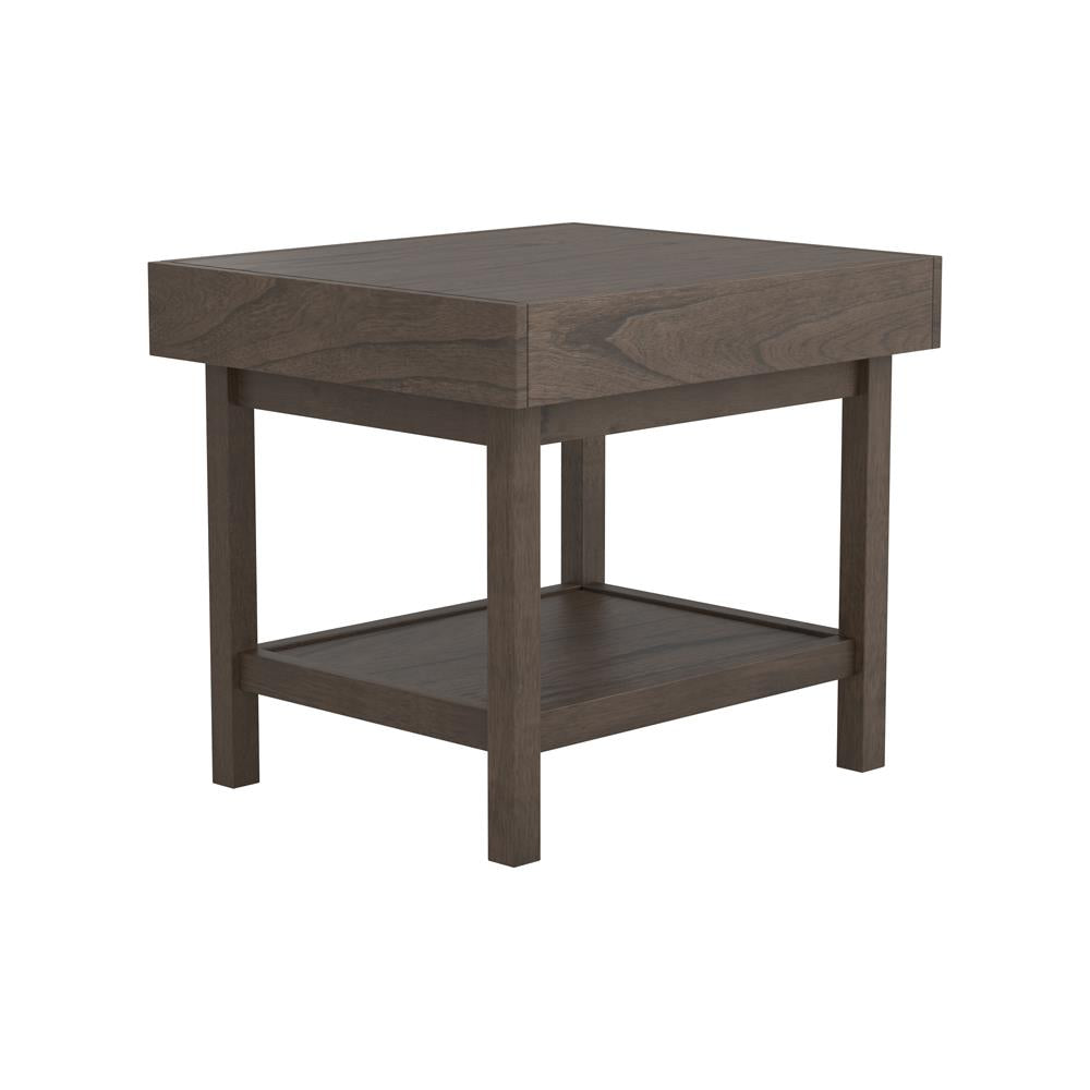 Owen - Owen Rectangle End Table with Shelf Wheat Brown