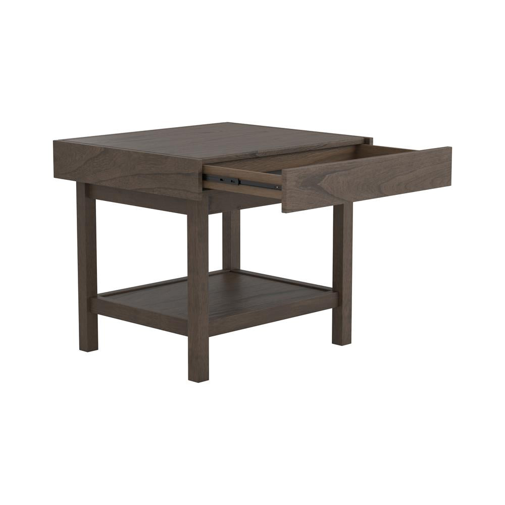 Owen - Owen Rectangle End Table with Shelf Wheat Brown