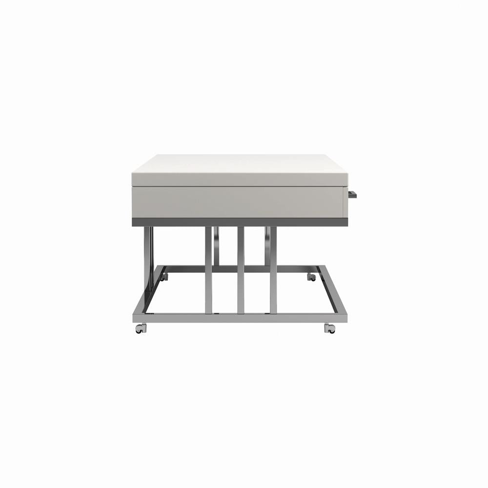 Dalya - Dalya 2-drawer Rectangular Coffee Table Glossy White and Chrome