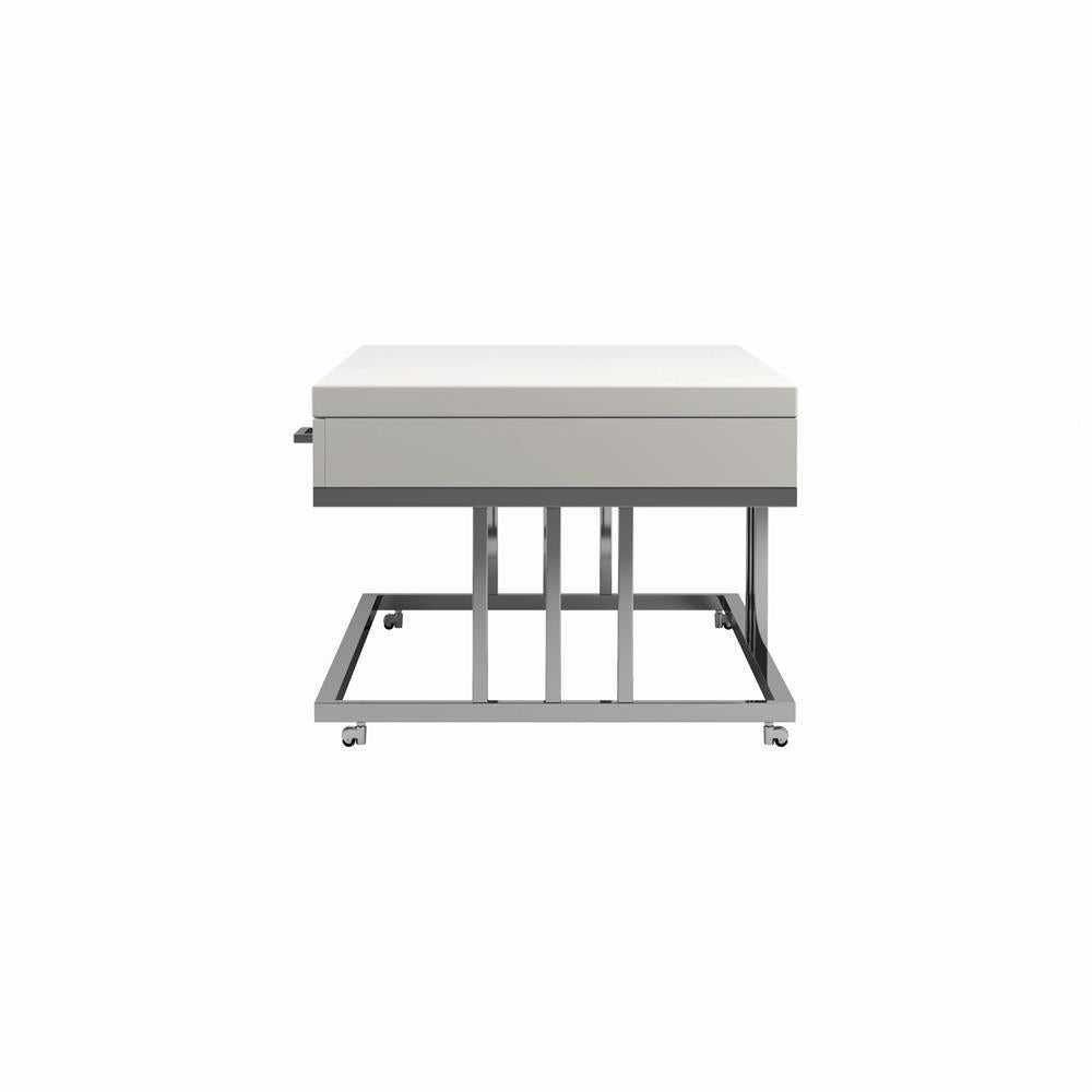 Dalya - Dalya 2-drawer Rectangular Coffee Table Glossy White and Chrome