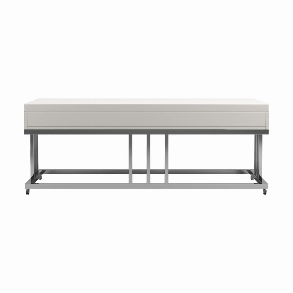 Dalya - Dalya 2-drawer Rectangular Coffee Table Glossy White and Chrome