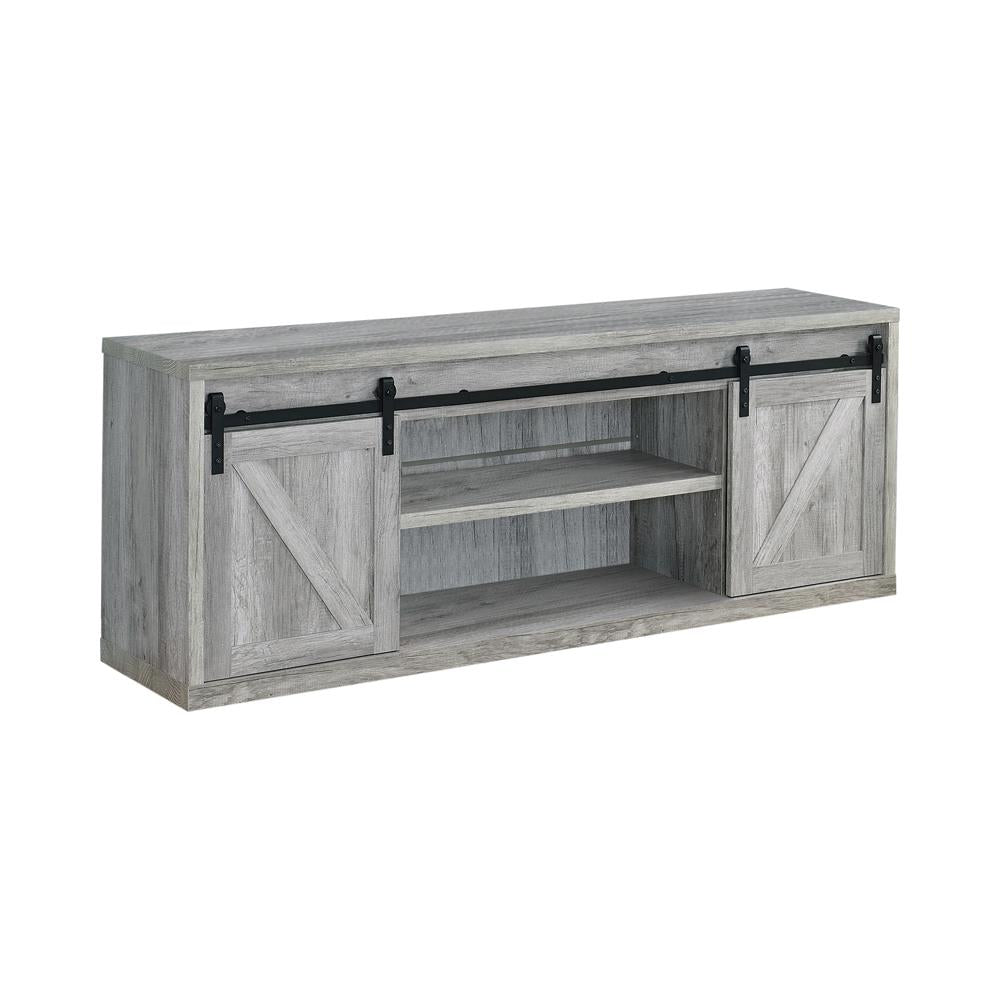 Brockton - Brockton 71-inch 3-shelf Sliding Doors TV Console Grey Driftwood