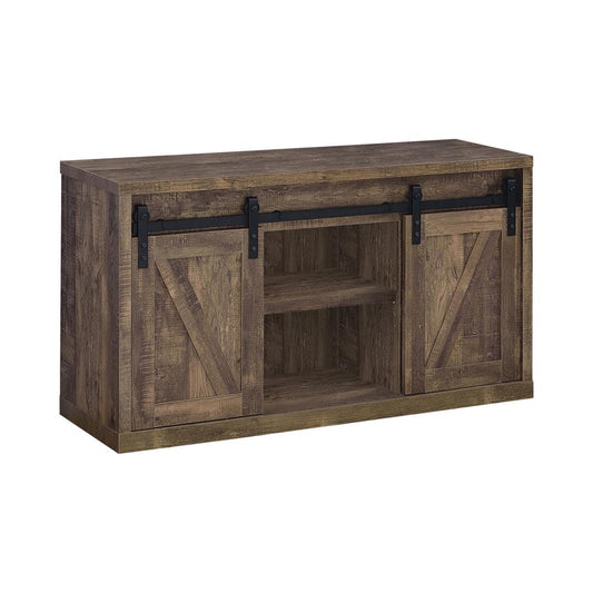 Brockton - Brockton 48-inch 3-shelf Sliding Doors TV Console Rustic Oak