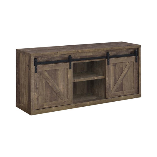 Brockton - Brockton 59-inch 3-shelf Sliding Doors TV Console Rustic Oak