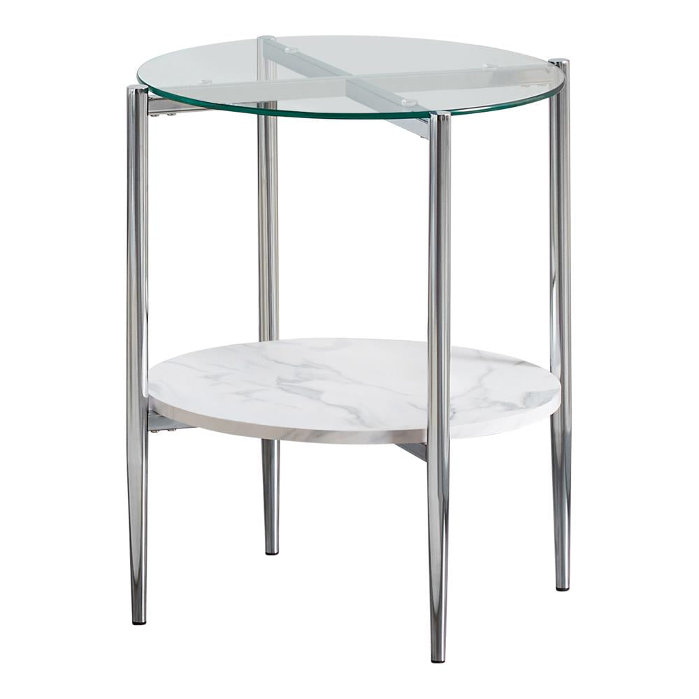 Cadee - Cadee Round Glass Top End Table Clear and Chrome
