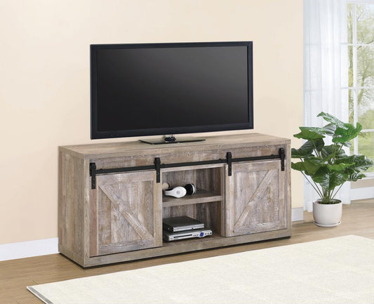 Brockton - Brockton 59-inch 3-shelf Sliding Doors TV Console Weathered Oak