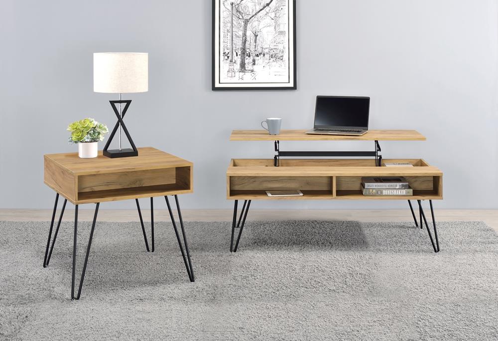 Fanning - Fanning Lift Top Storage Coffee Table Golden Oak and Black