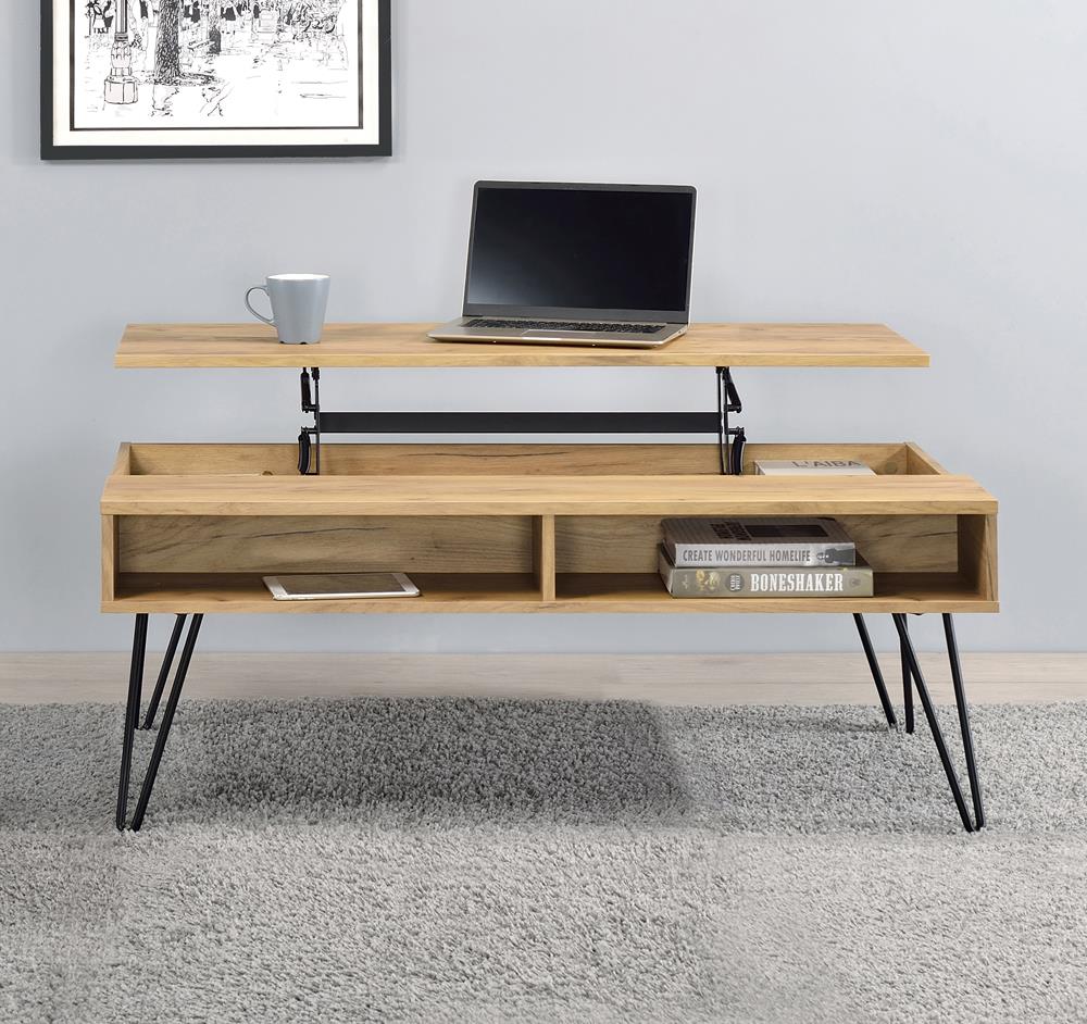 Fanning - Fanning Lift Top Storage Coffee Table Golden Oak and Black