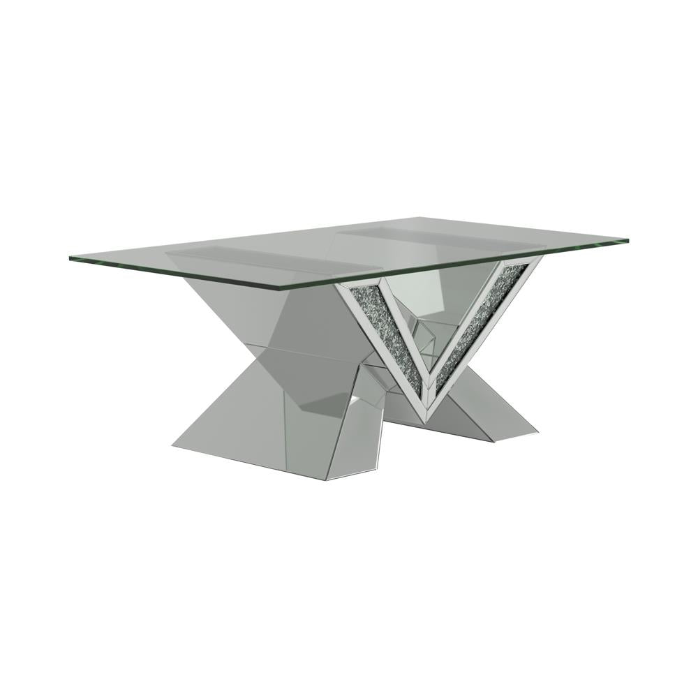 Taffeta - Taffeta V-shaped Coffee Table with Glass Top Silver