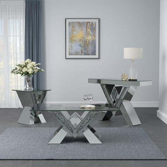 Taffeta - Taffeta V-shaped Coffee Table with Glass Top Silver