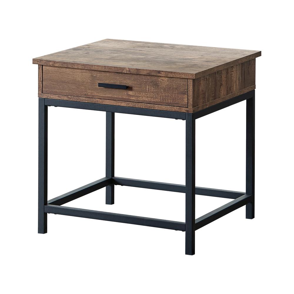 Byers - Byers Square 1-drawer End Table Brown Oak and Sandy Black