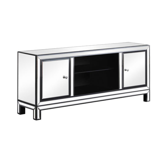 Natalia - 2-door TV Console Black Titanium and Silver