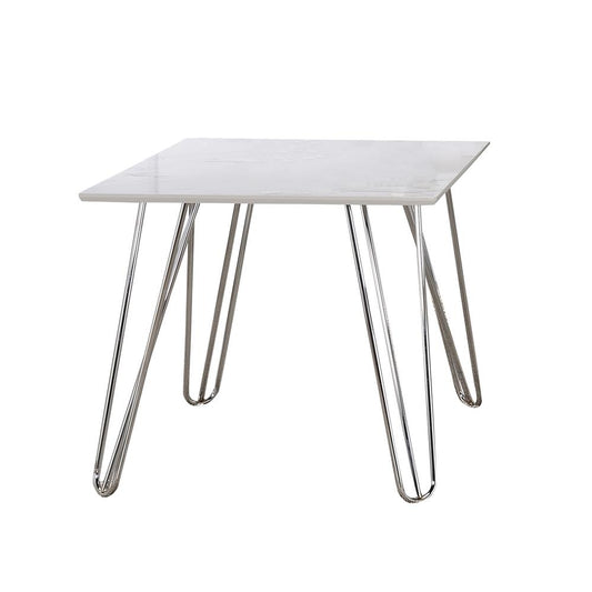 Harley - Harley Hairpin Leg Square End Table White and Chrome