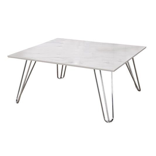 Harley - Harley Hairpin Leg Square Coffee Table White and Chrome