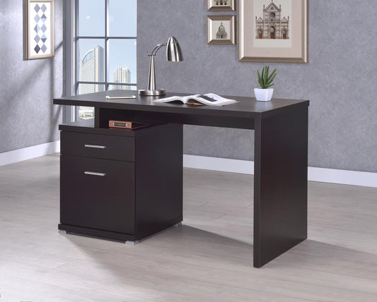 Irving - Irving 2-drawer Office Desk with Cabinet Cappuccino