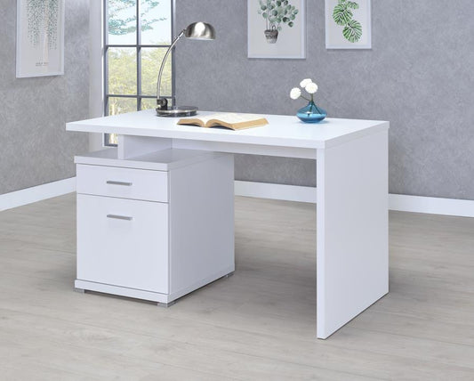 Irving - Irving 2-drawer Office Desk with Cabinet White