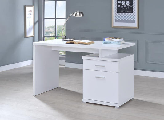 Irving - Irving 2-drawer Office Desk with Cabinet White