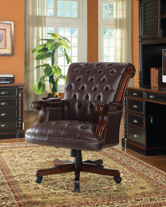 Calloway - Calloway Tufted Adjustable Height Office Chair Dark Brown