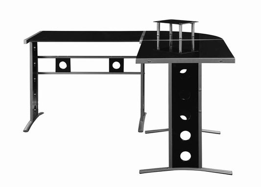 Keizer - Keizer 3-piece L-shape Office Desk Set Black and Silver
