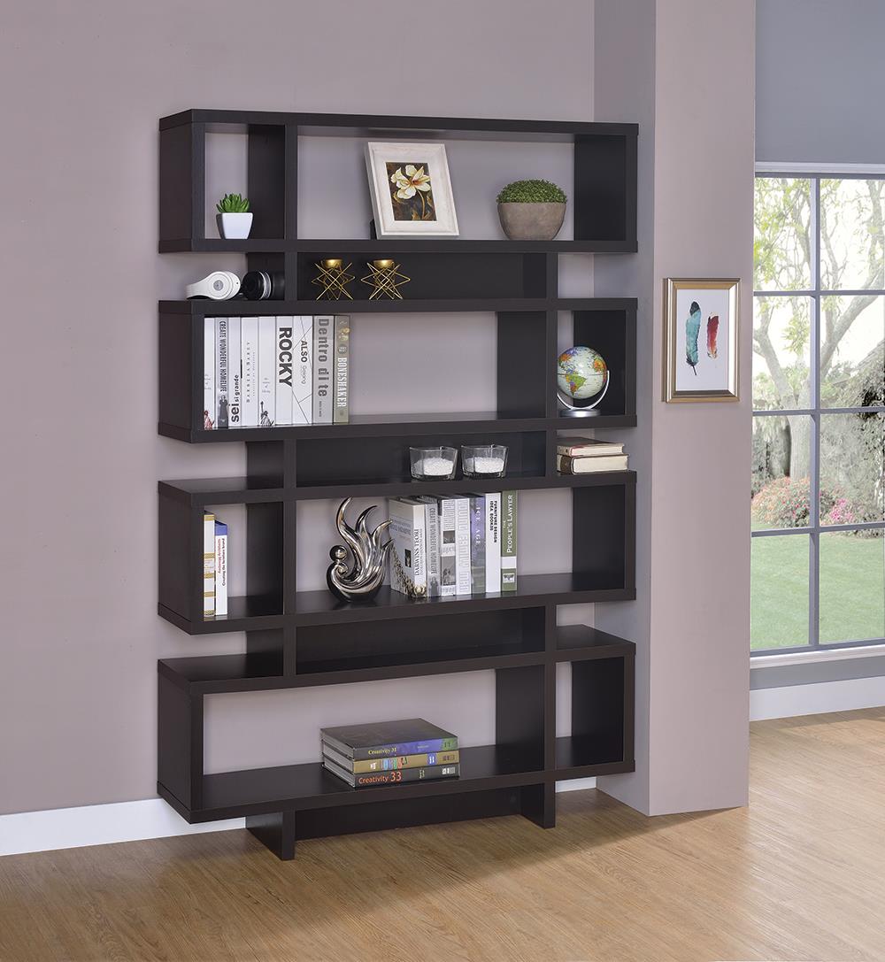 Reid - Reid 4-tier Open Back Bookcase Cappuccino