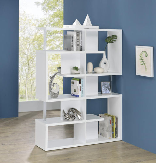 Hoover - Hoover 5-tier Bookcase White and Chrome