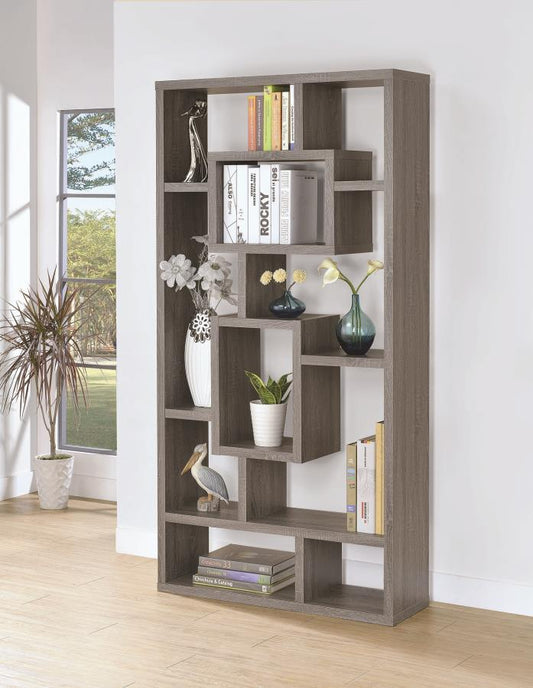 Howie - Howie 10-shelf Bookcase Weathered Grey