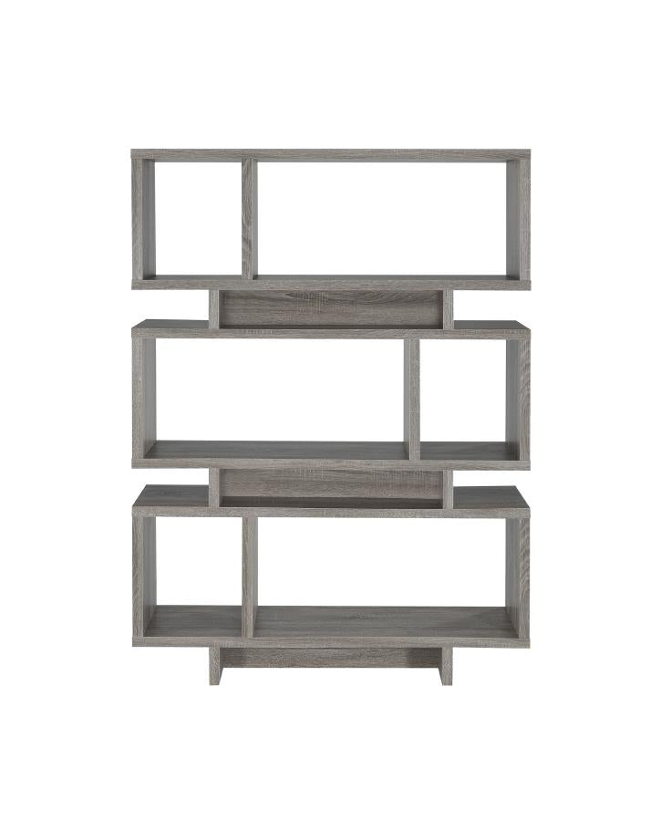 Reid - Reid 3-tier Geometric Bookcase Weathered Grey