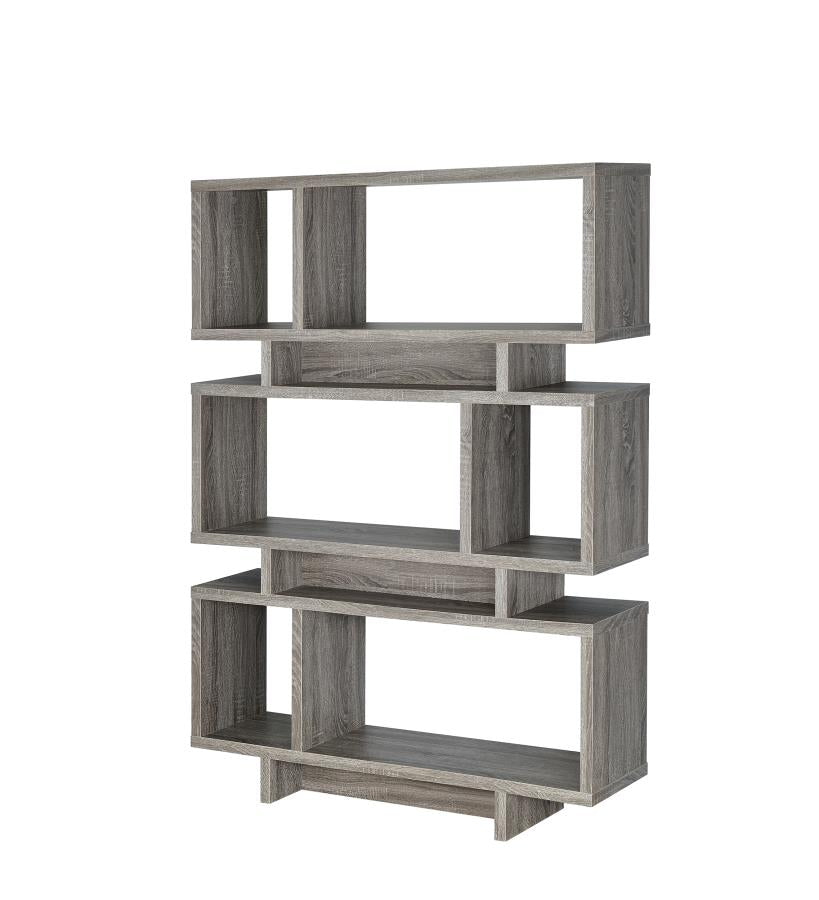 Reid - Reid 3-tier Geometric Bookcase Weathered Grey