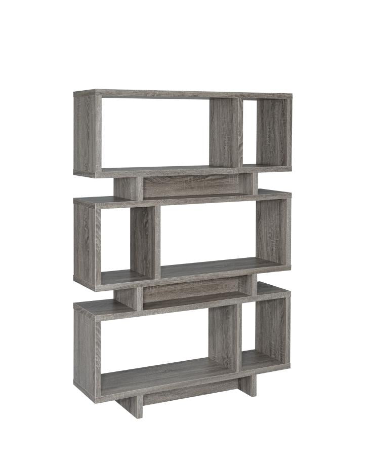 Reid - Reid 3-tier Geometric Bookcase Weathered Grey