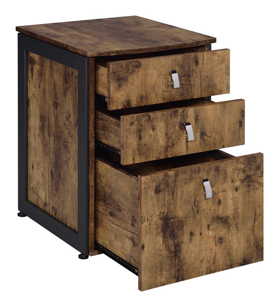 Estrella - Estrella 3-drawer File Cabinet Antique Nutmeg and Gunmetal