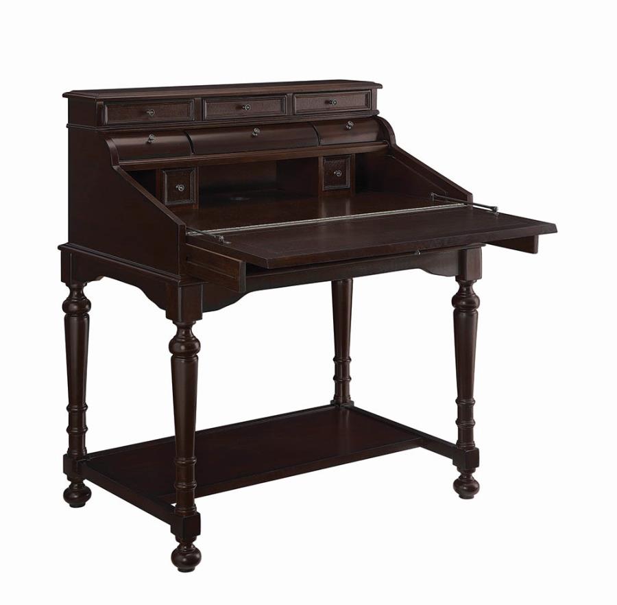 Milo - Milo 10-drawer Secretary Desk Warm Brown