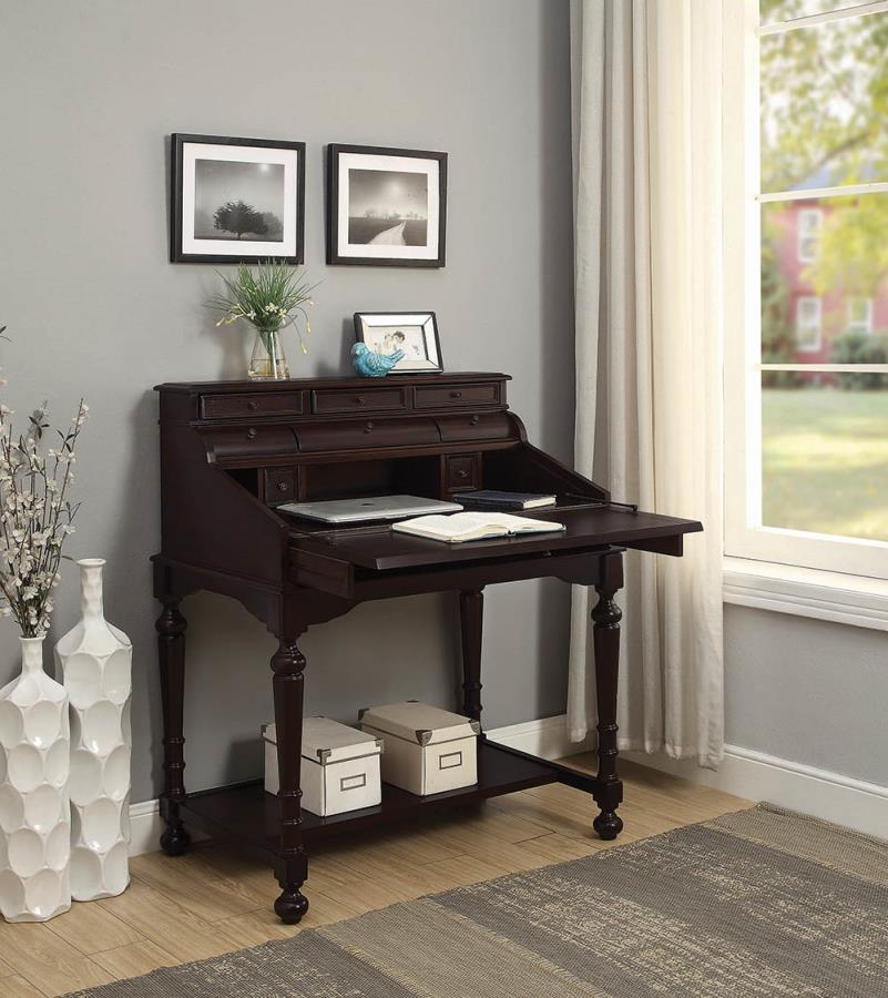Milo - Milo 10-drawer Secretary Desk Warm Brown