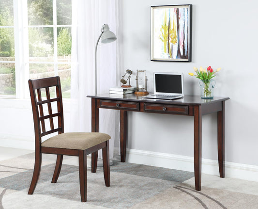 Newton - Newton 2-piece Writing Desk Set Chestnut and Tan