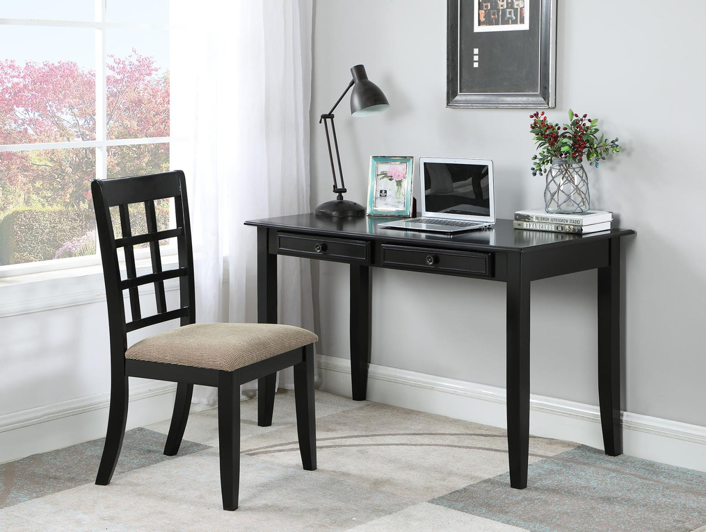 Newton - Newton 2-piece Writing Desk Set Black and Tan