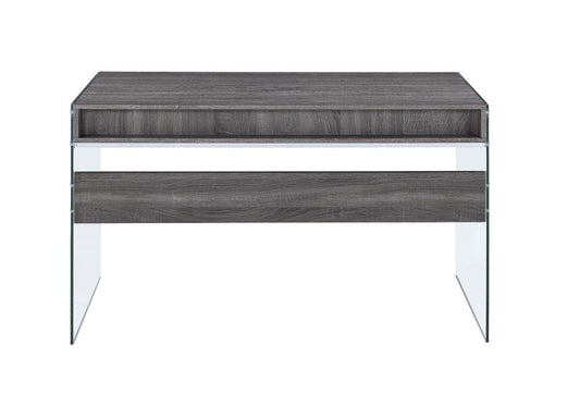 Dobrev - Dobrev 2-drawer Writing Desk Weathered Grey and Clear