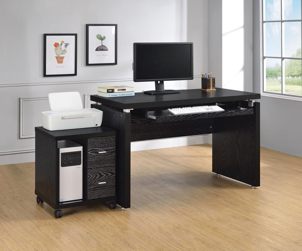 Russell - Russell Computer Desk with Keyboard Tray Black Oak