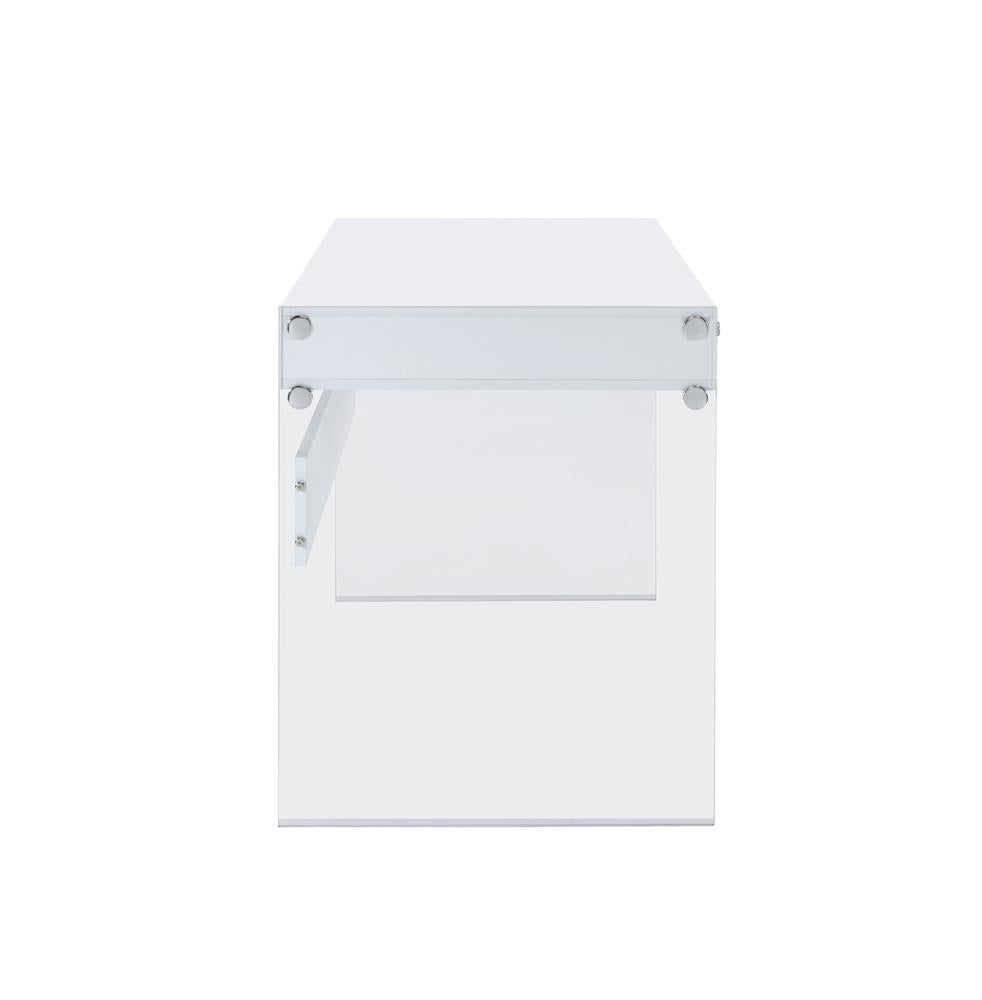 Dobrev - Dobrev 2-drawer Writing Desk Glossy White and Clear