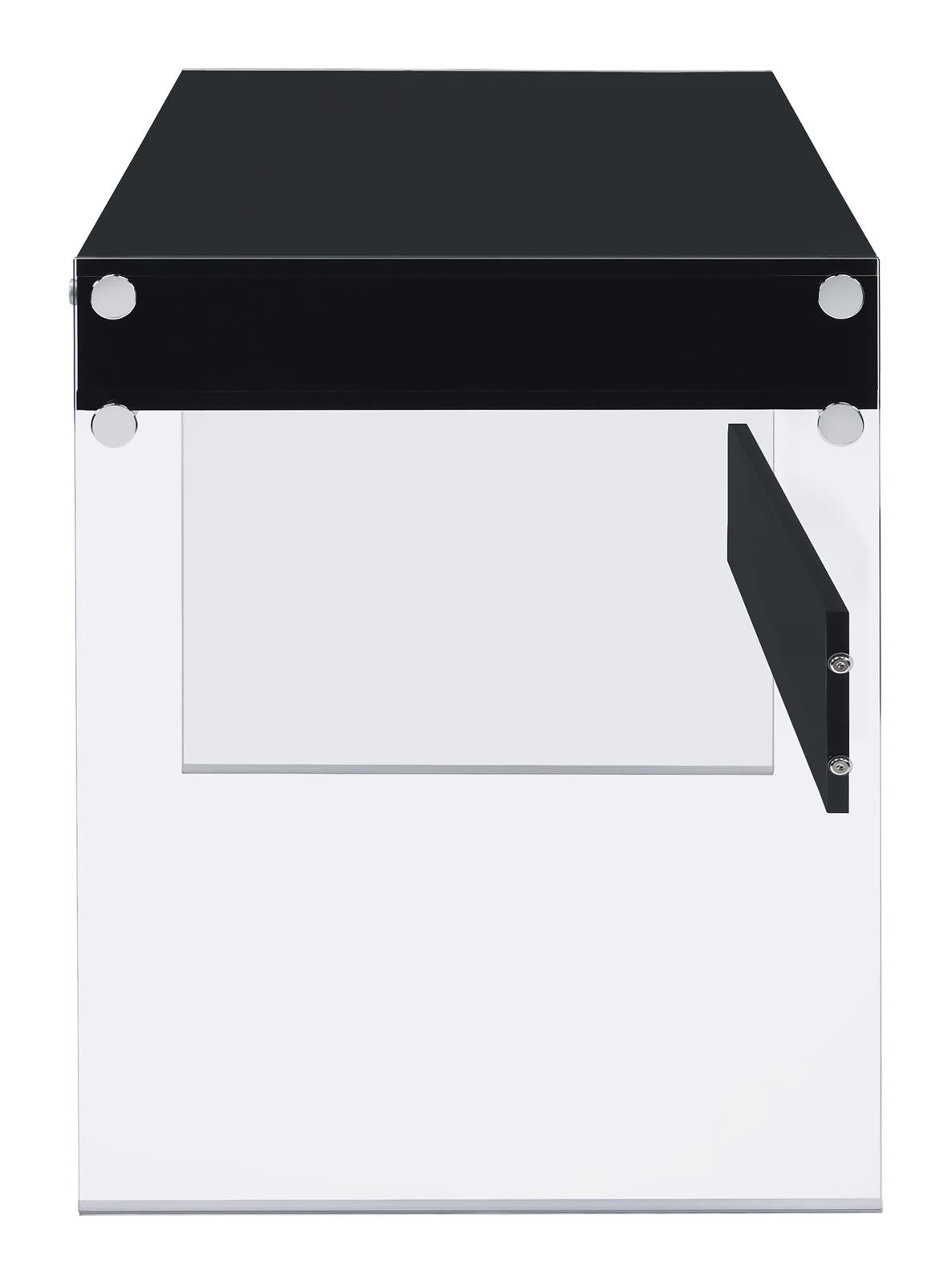 Dobrev - Dobrev 2-drawer Writing Desk Glossy Black and Clear