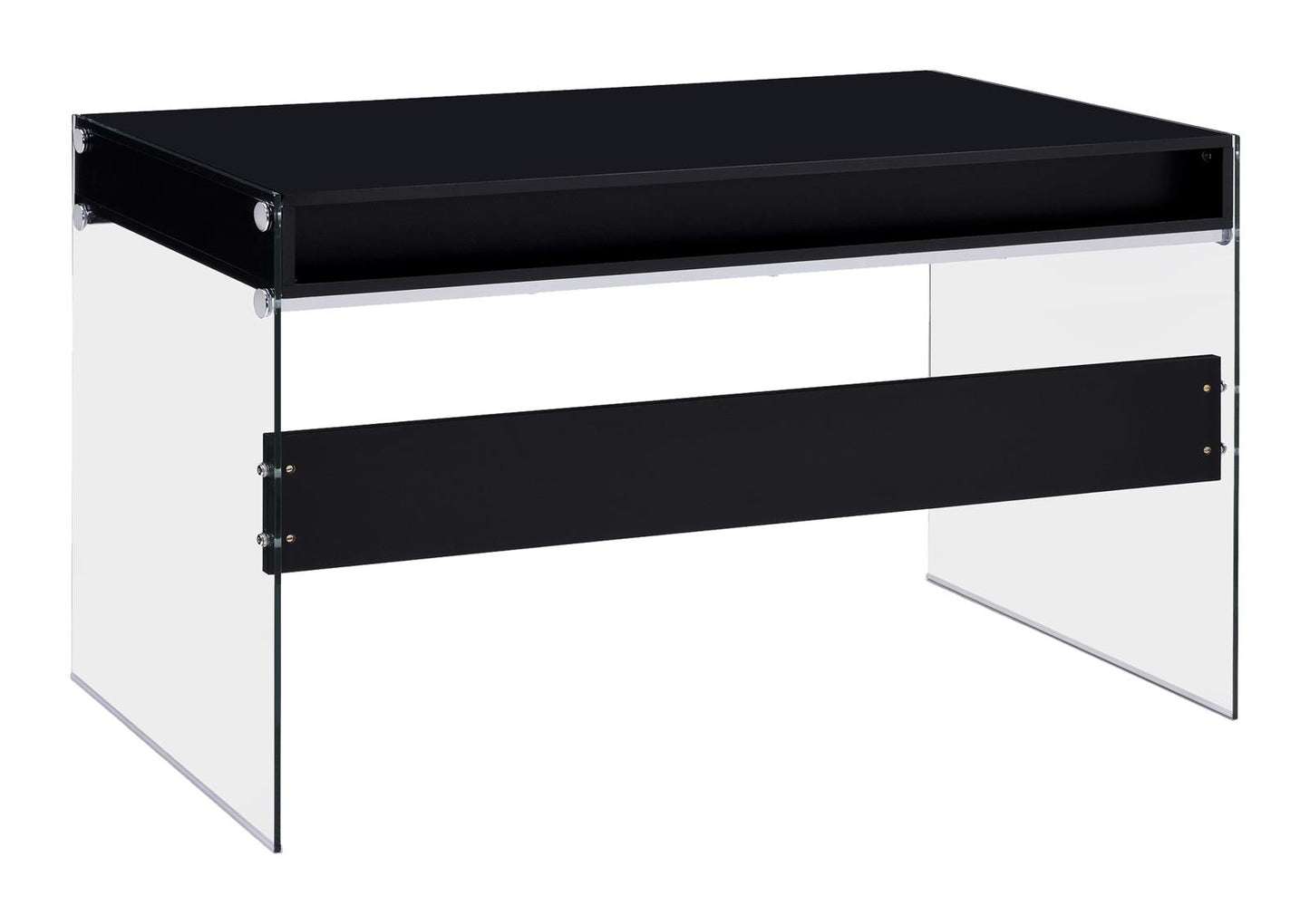 Dobrev - Dobrev 2-drawer Writing Desk Glossy Black and Clear