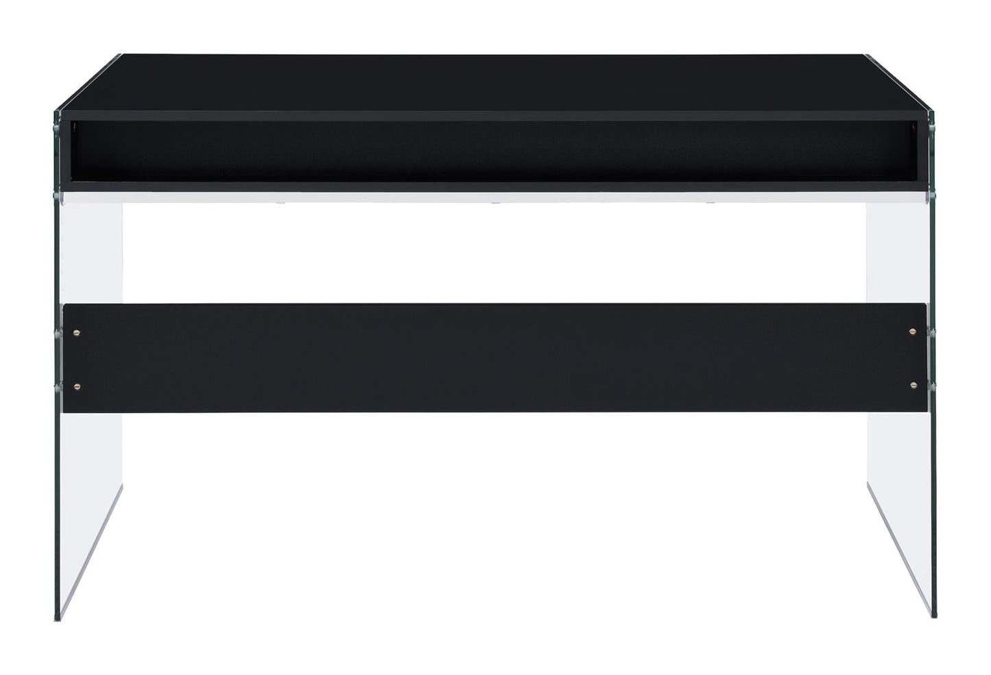 Dobrev - Dobrev 2-drawer Writing Desk Glossy Black and Clear