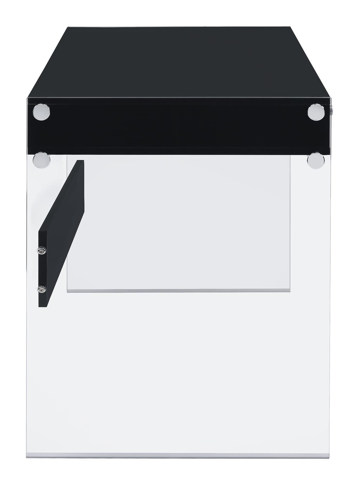 Dobrev - Dobrev 2-drawer Writing Desk Glossy Black and Clear