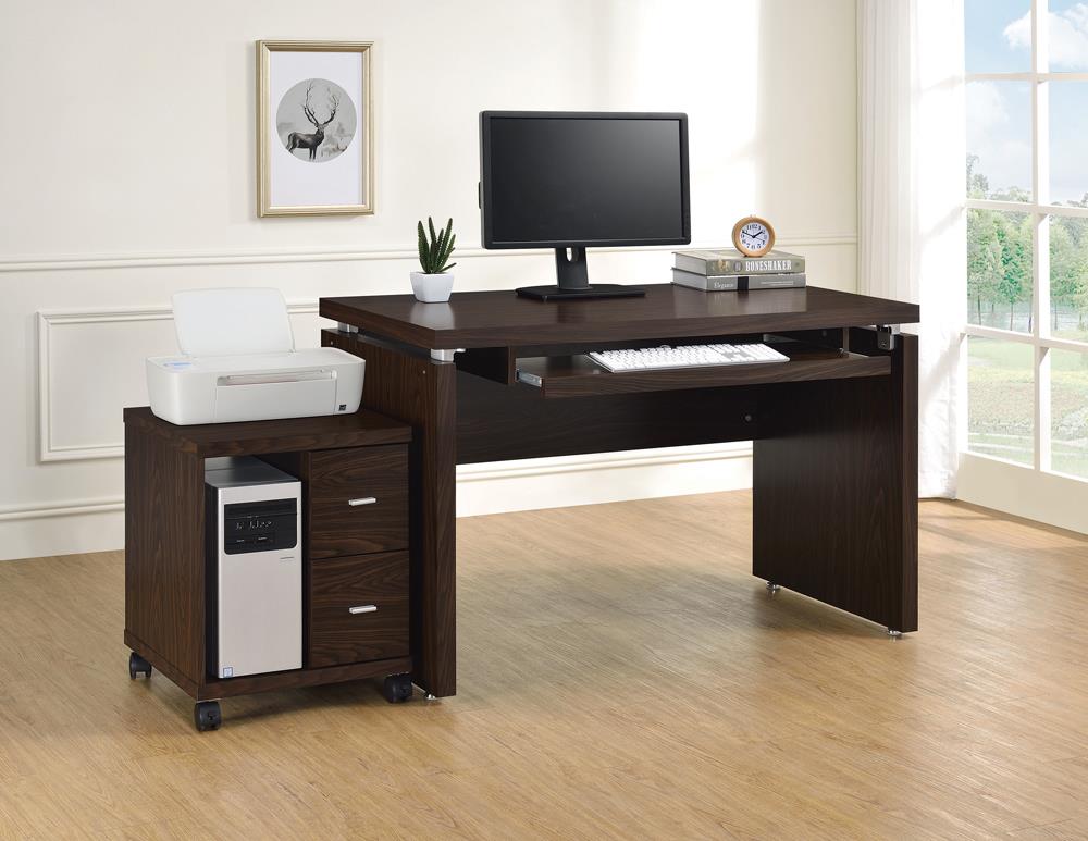 Russell - Russell Computer Desk with Keyboard Tray Medium Oak