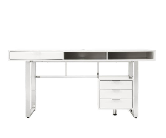 Whitman - Whitman 4-drawer Writing Desk Glossy White