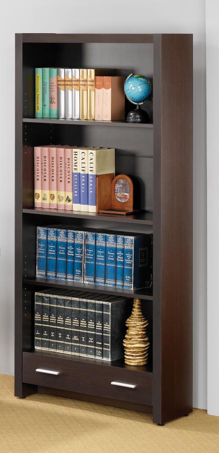 Skylar - Skylar 5-shelf Bookcase with Storage Drawer Cappuccino
